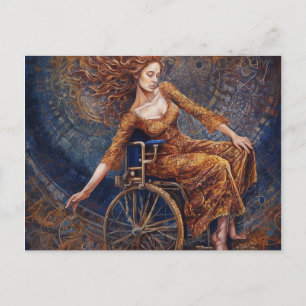 Carte Postale Femme en fauteuil roulant danse joyeusement