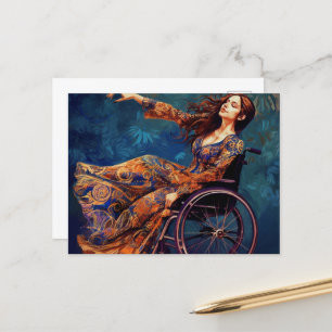 Carte Postale Femme en fauteuil roulant Joyful Dancing