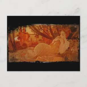 Carte Postale Femme en feuilles d'automne