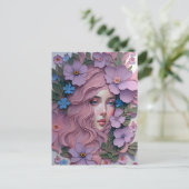 Carte Postale Femme en fleurs pastel, Point de passage (Debout devant)