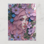 Carte Postale Femme en fleurs pastel, Point de passage (Devant)