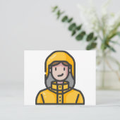 Carte Postale femme en imperméable (Debout devant)