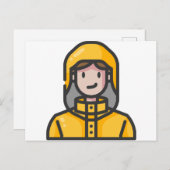 Carte Postale femme en imperméable (Devant / Derrière)