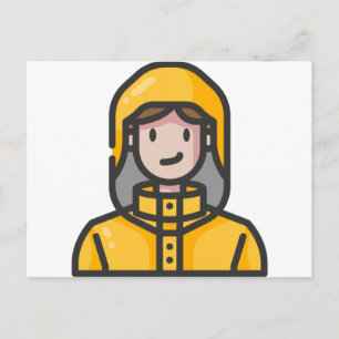 Carte Postale femme en imperméable