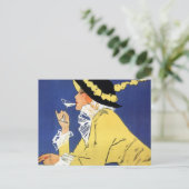 Carte Postale Femme en Jaune buvant (Debout devant)