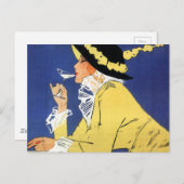 Carte Postale Femme en Jaune buvant (Devant / Derrière)