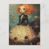 Carte Postale Femme en robe de poisson-globe mode (Devant)