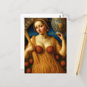 Carte Postale Femme en robe faite de Spaghetti