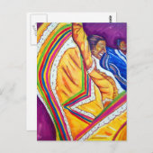 Carte Postale Femme en robe jaune (Devant / Derrière)