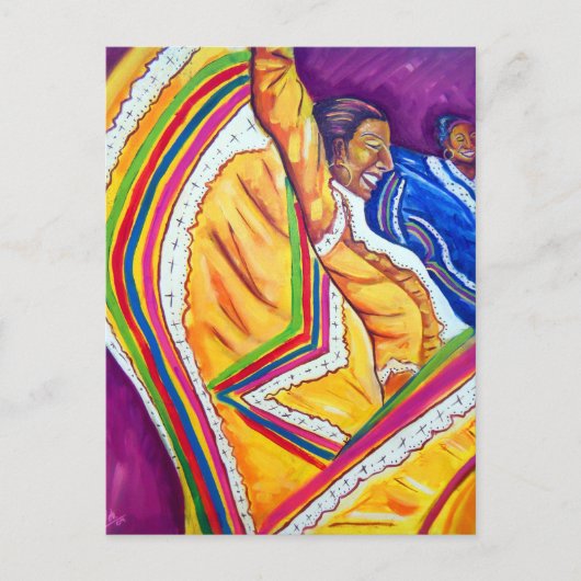 Carte Postale Femme en robe jaune (Devant)