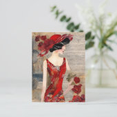 Carte Postale Femme en robe rouge (Debout devant)