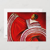 Carte Postale Femme en robe rouge (Devant / Derrière)