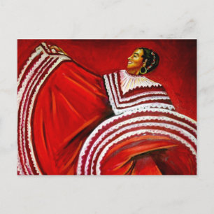 Carte Postale Femme en robe rouge