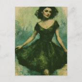 Carte Postale Femme en robe verte (Devant)