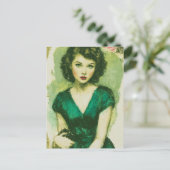 Carte Postale Femme en robe verte (Debout devant)