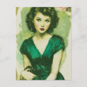 Carte Postale Femme en robe verte (Devant)