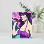 Carte Postale Femme en robe violette (Debout devant)