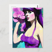 Carte Postale Femme en robe violette (Devant / Derrière)