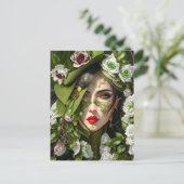 Carte Postale Femme en rose, poste (Debout devant)