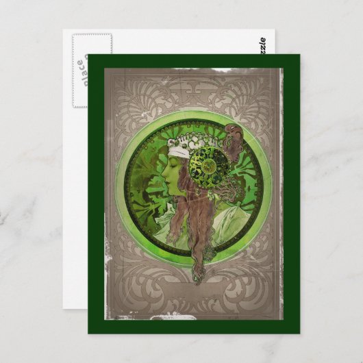 Carte Postale Femme en vert - LAUREL (Devant / Derrière)