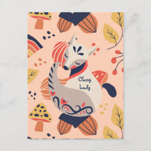 Carte Postale Femme Enseignant Cadeau CLASSY LADY Hygge Fox