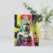 Carte Postale Femme et animaux de fantaisie Collage coloré (Debout devant)