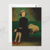 Carte Postale Femme et Capybara sur le canapé (Devant / Derrière)