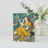 Carte Postale Femme et chat dans un arbre (Debout devant)