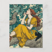 Carte Postale Femme et chat dans un arbre (Devant)