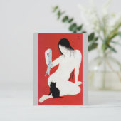 Carte Postale Femme et chat noir, Takahashi Shotei (Debout devant)