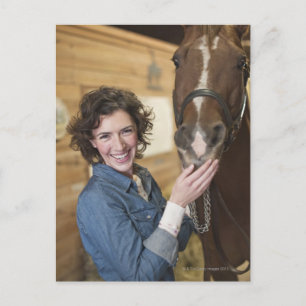Carte Postale Femme et cheval