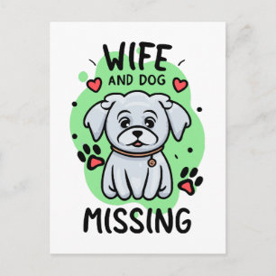 Carte Postale Femme et chien manquants