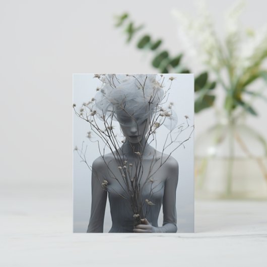 Carte postale Femme et Fleurs Blanches (Debout devant)