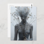 Carte postale Femme et Fleurs Blanches (Devant / Derrière)