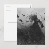 Carte Postale Femme et oiseaux Noir et Blanc (Devant / Derrière)