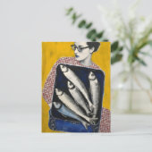 Carte Postale Femme et Poisson (Debout devant)