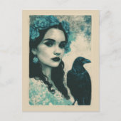 Carte Postale Femme et un corbeau  (Devant)