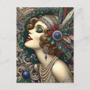 Carte Postale Femme festive de Noël