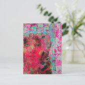 Carte Postale Femme Fleur Collage en Techniques Mixtes  (Debout devant)