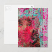 Carte Postale Femme Fleur Collage en Techniques Mixtes  (Devant / Derrière)