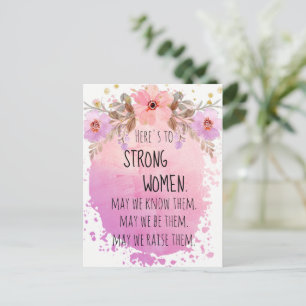 Carte Postale Femme Forte Fleur de Lilas Rose Paillettes Dorées
