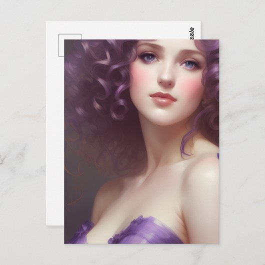 Carte Postale Femme frisonne en violet (Devant / Derrière)