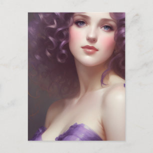 Carte Postale Femme frisonne en violet