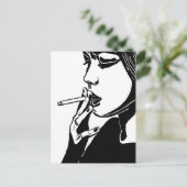 Carte Postale Femme Fumer Abstrait Noir et blanc Art original (Debout devant)