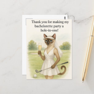 Carte Postale Femme golfeuse sur le parcours de golf Merci