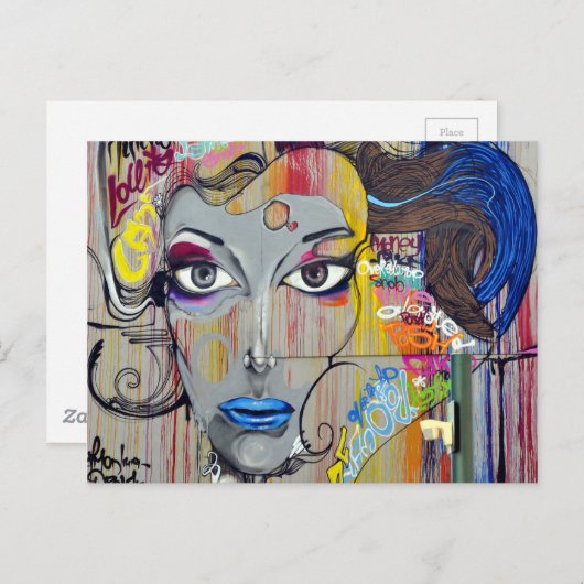 Carte Postale Femme graffeuse (Devant / Derrière)