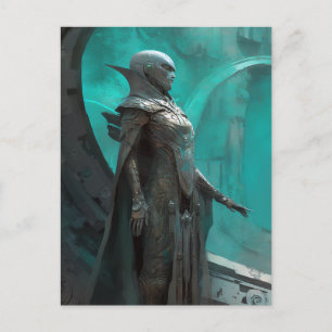 Carte Postale Femme guerrière futuriste Science-fiction Art