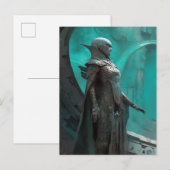 Carte Postale Femme guerrière futuriste Science-fiction Art (Devant / Derrière)