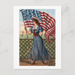 Carte Postale Femme habillée patriotique