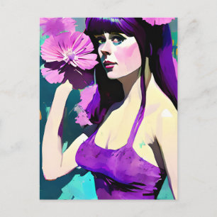 Carte Postale Femme habillée violette